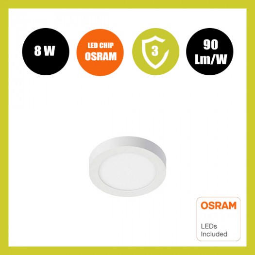 Plafón LED circular superficie 8W 120º OSRAM Chip