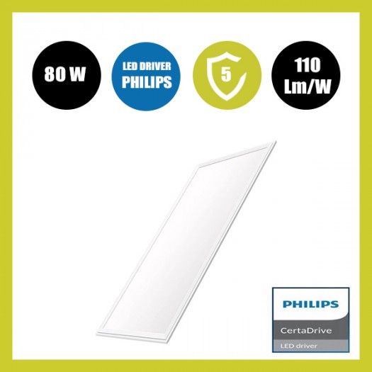 Panel LED 120x60 80W CERTA Driver Philips - 5 años Garantía
