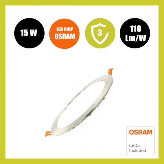 Downlight Slim LED Rond 15W Inox - CCT- OSRAM CHIP DURIS E 2835