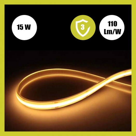 TIRA LED 220V COB 15W/M CORTE CADA 12CM IP65 50 METROS