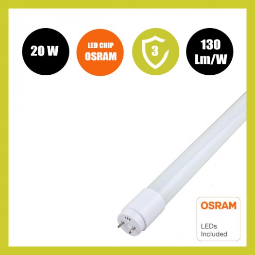 Tube LED 8W Cristal 300° - 60cm - LUMINOSITÉ ÉLEVÉE - OSRAM CHIP