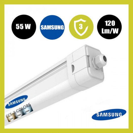 Regleta Estanca LED 55W-28W SAMSUNG chip - LUMINAIRE - 3CCT - 150cm