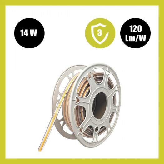 Tira LED COB 220V | 448 LED/M | 20m | FLIP CHIP | 1200Lm/M |14W/M | CRI+82 | IP67
