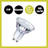 Dicroica LED GU10 8W ALTA LUMINOSIDAD - Cristal - 24º - NO FLICK - DIMABLE - CRI 98