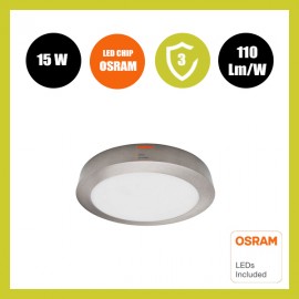 Plafón LED 15W Circular Acero Inox - CCT - OSRAM CHIP DURIS E 2835