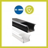 Profilé Blanc et Noir - 2 mètres - à Encastrer - Aluminium - pour LED
