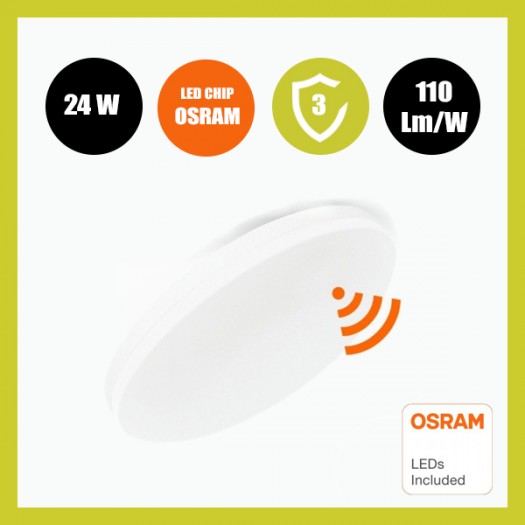 Plafón LED Detector RADAR 24W - 20W- 16W - Sensor De Movimiento - 2700K+CCT - OSRAM CHIP