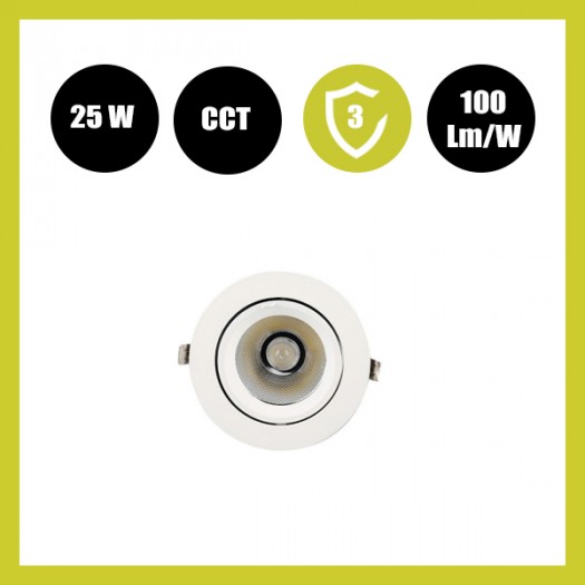 Downlight LED Encastrable 25W - 24º - CCT - Couleur sélectionnable