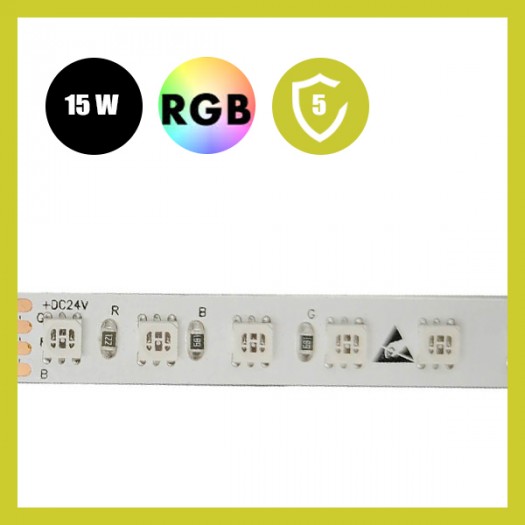 Tira LED 24V RGB | 120xLED/M | 5m | SMD3535 | 560Lm | 15W/M | IP20