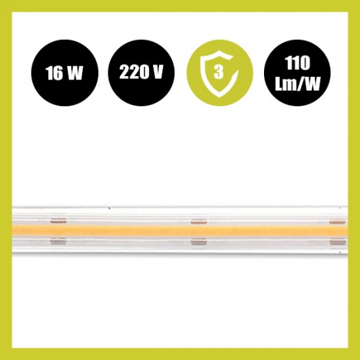 Tira LED COB 220V | CORTE A MEDIDA | 840 LED/m | 50m | FLIP CHIP | 1500Lm | 16W/M | CRI90 | IP67 | Corte 10cm