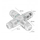 Conector de cabo em X IP67