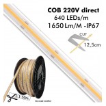 TIRA LED 220V COB 15W/M CORTE CADA 12CM IP65 50 METROS