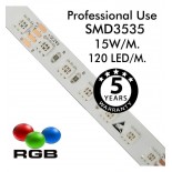 Tira LED 24V RGB | 120xLED/M | 5m | SMD3535 | 560Lm | 15W/M | IP20