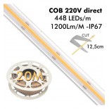 Tira LED COB 220V | 448 LED/M | 20m | FLIP CHIP | 1200Lm/M |14W/M | CRI+82 | IP67