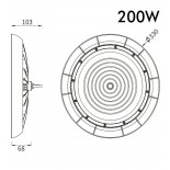 Campana Industrial LED 200W UFO TITAN CHIP LUMILEDS SMD 2835