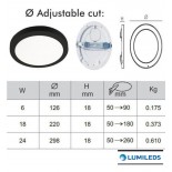 Downlight + Plafón LED - Circular- MOSS NEGRO LUMILEDS - 24W AJUSTABLE - CCT Color Seleccionable