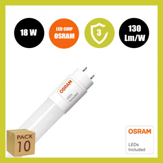 Tubo LED 18W Cristal 120cm 300º - ALTA LUMINOSIDAD - OSRAM CHIP