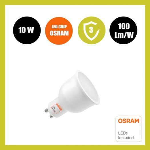 Dicroica LED 10W 100° GU10 -1200Lm- OSRAM CHIP DURIS E 2835