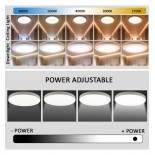 Plafón + Downlight LED - Circular- BONN Blanco - Potencia Ajustable 12W - 10W - 8W - 6W - 5CCT - SMD2835 140Lm/W - IP44