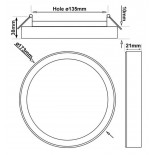 Plafón + Downlight LED - Circular- BONN Blanco - Potencia Ajustable 12W - 10W - 8W - 6W - 5CCT - SMD2835 140Lm/W - IP44